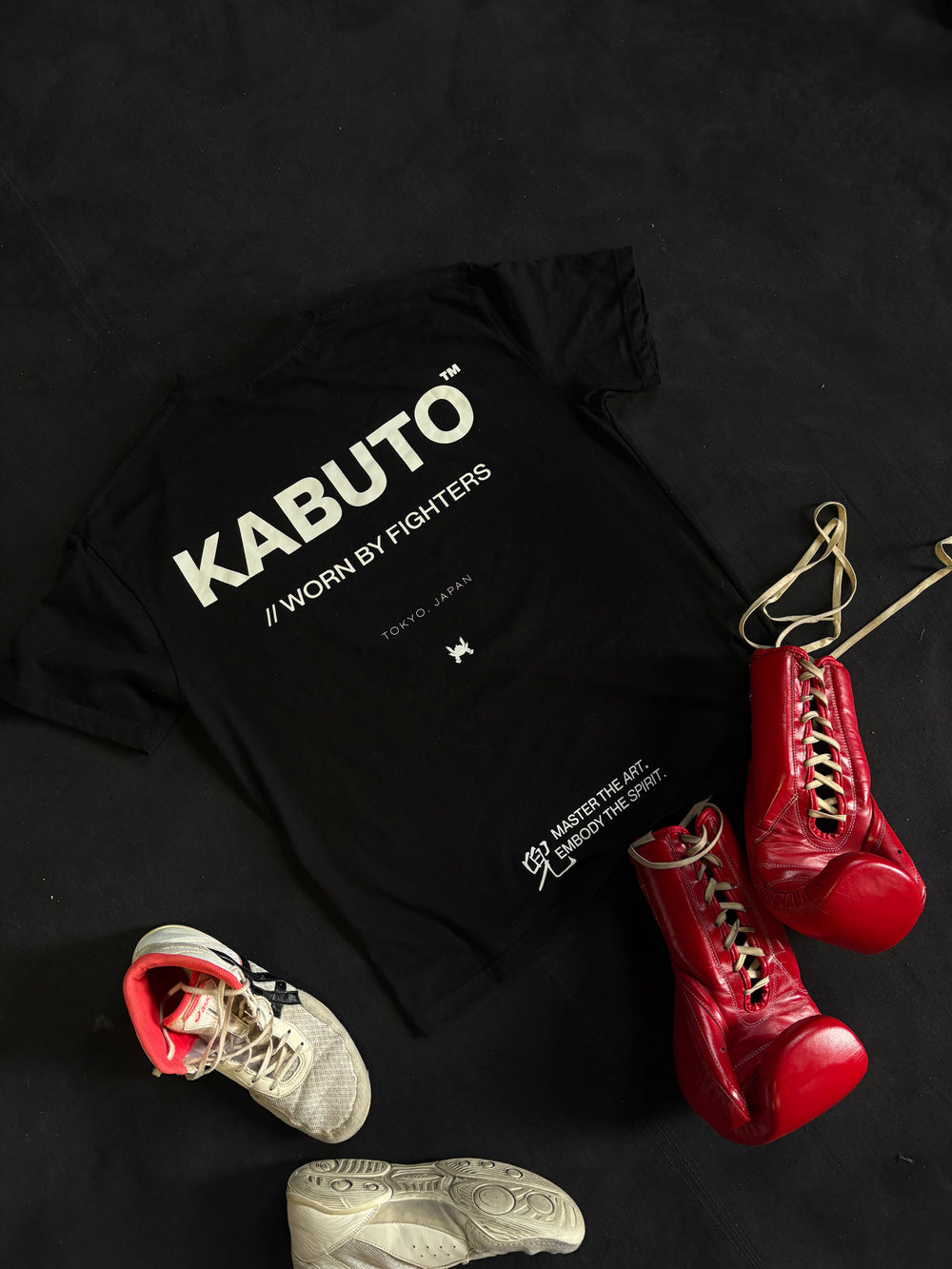 Kabuto Signature T-shirt back graphic with boxing equipment